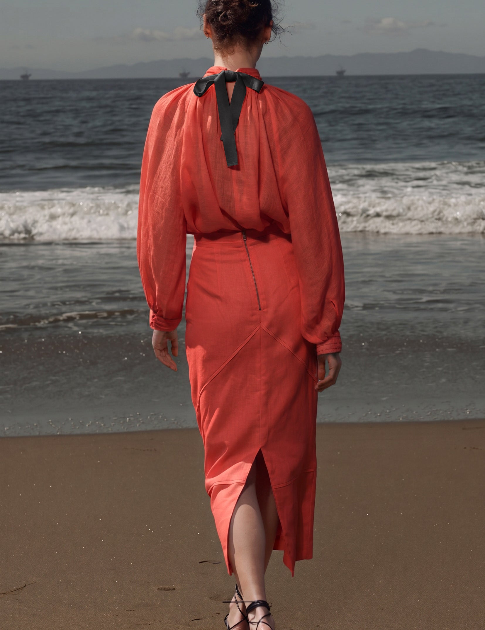 Geometry Skirt - Vermilion Linen