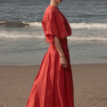 Marbella Skirt - Vermilion Tissue Linen - Heidi Merrick