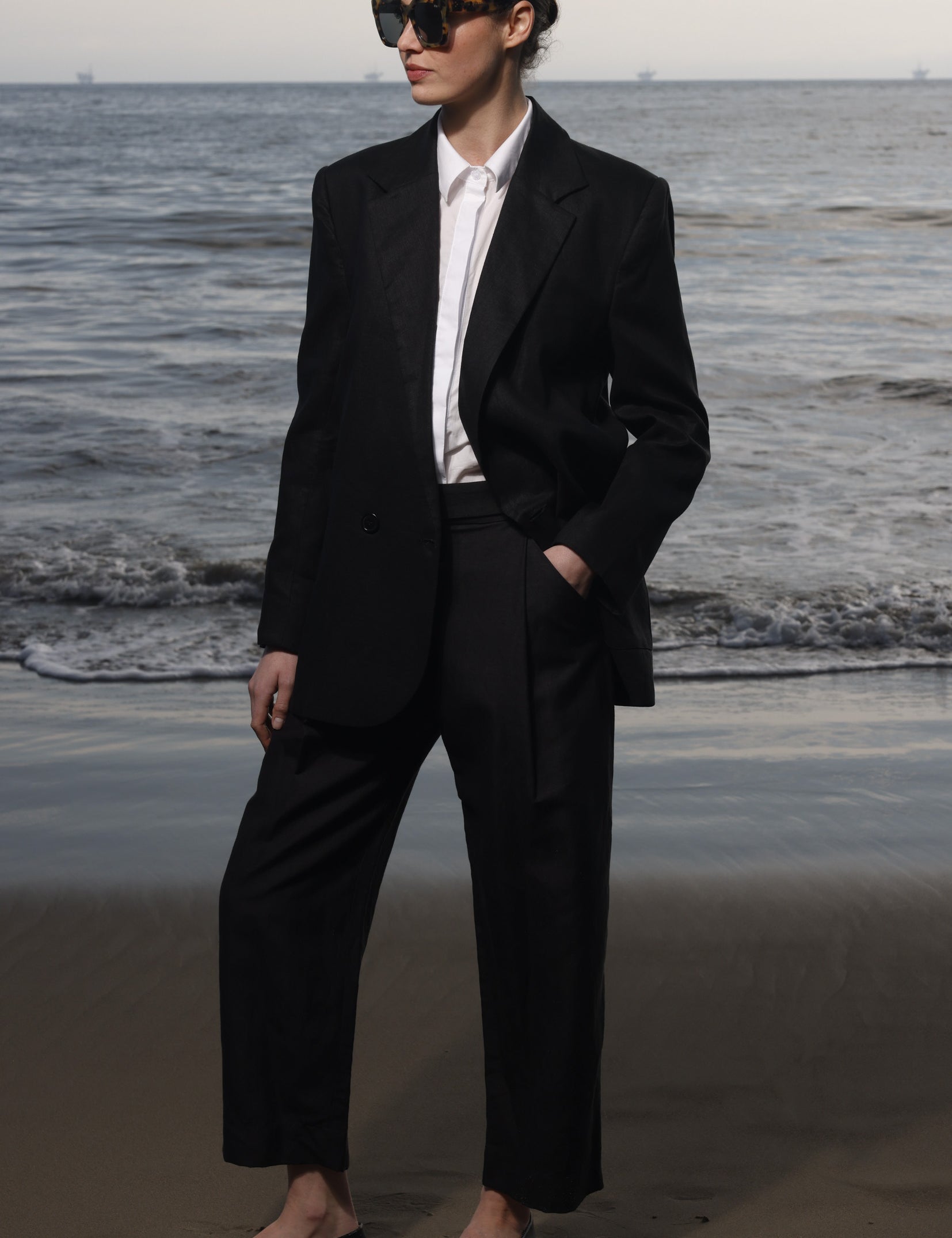Baptise Pant - Black Linen - Heidi Merrick