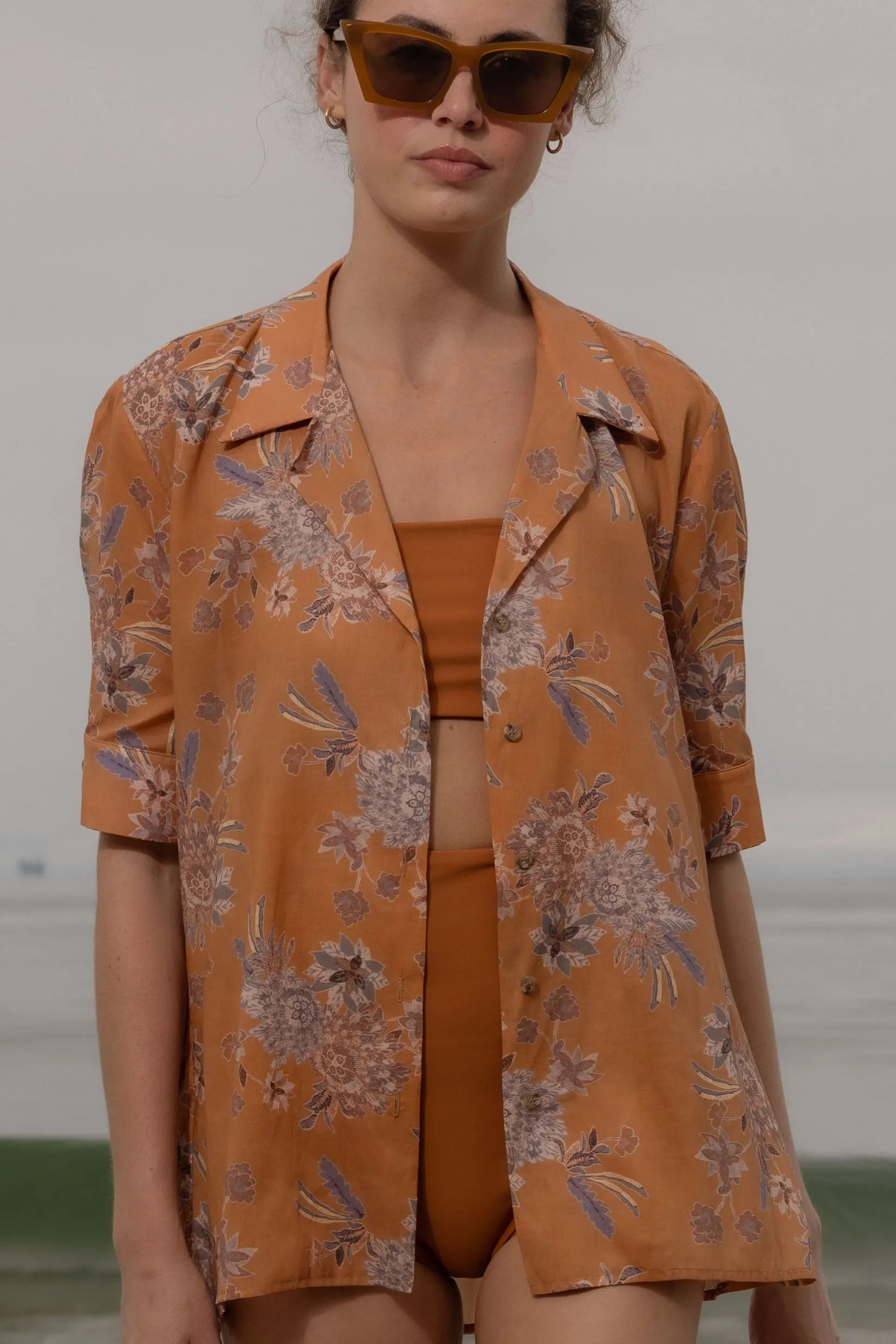 Bali Shirt - Orange Batik - Heidi Merrick