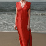 Prose Kaftan - Vermilion Lurex Gauze