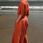 Marbella Skirt - Vermilion Tissue Linen - Heidi Merrick
