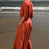 Marbella Skirt - Vermilion Tissue Linen - Heidi Merrick
