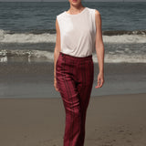 Serge Pant - Burgundy Moroccan Stripe - Heidi Merrick