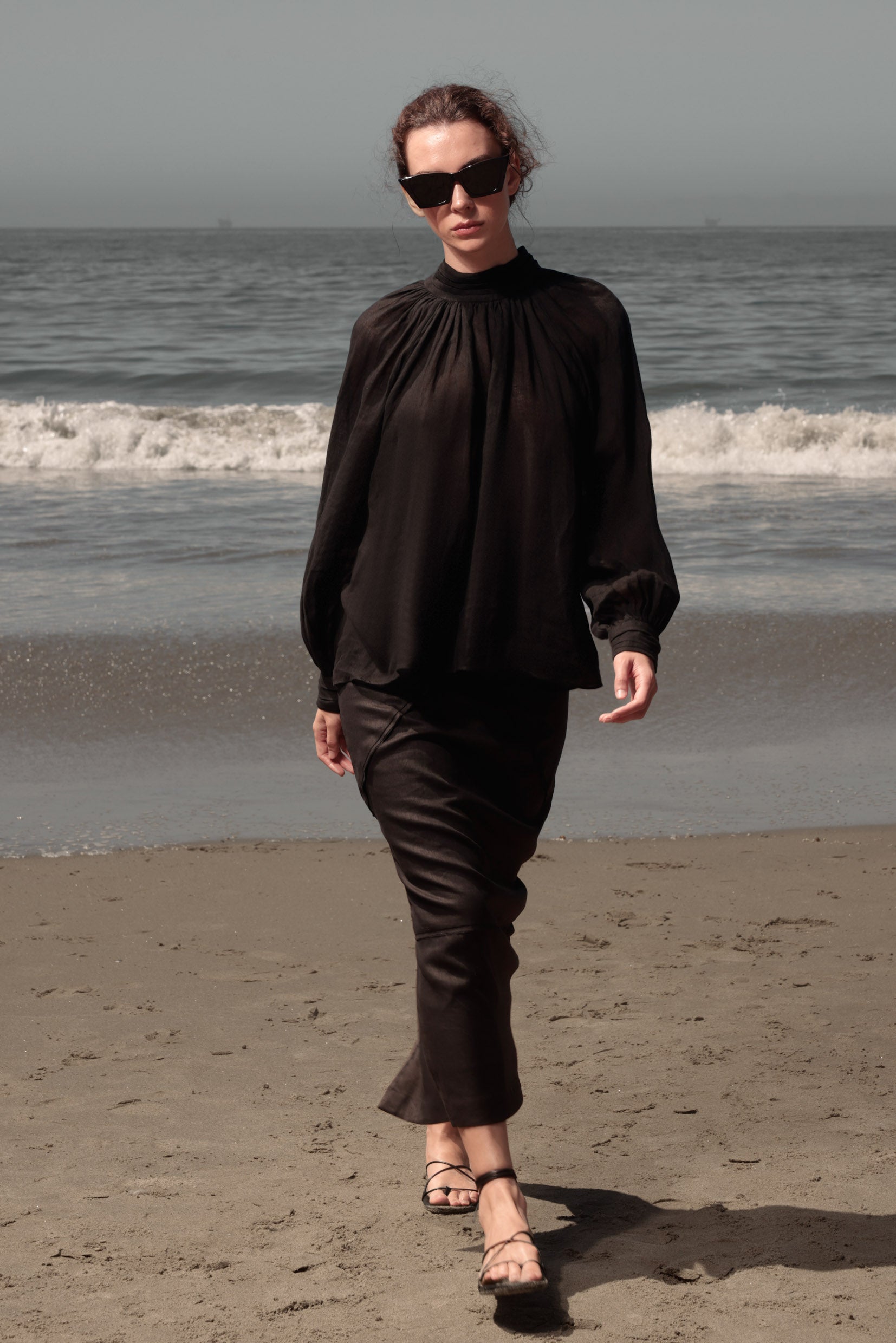 Verse Top - Noir Tissue Linen - Heidi Merrick