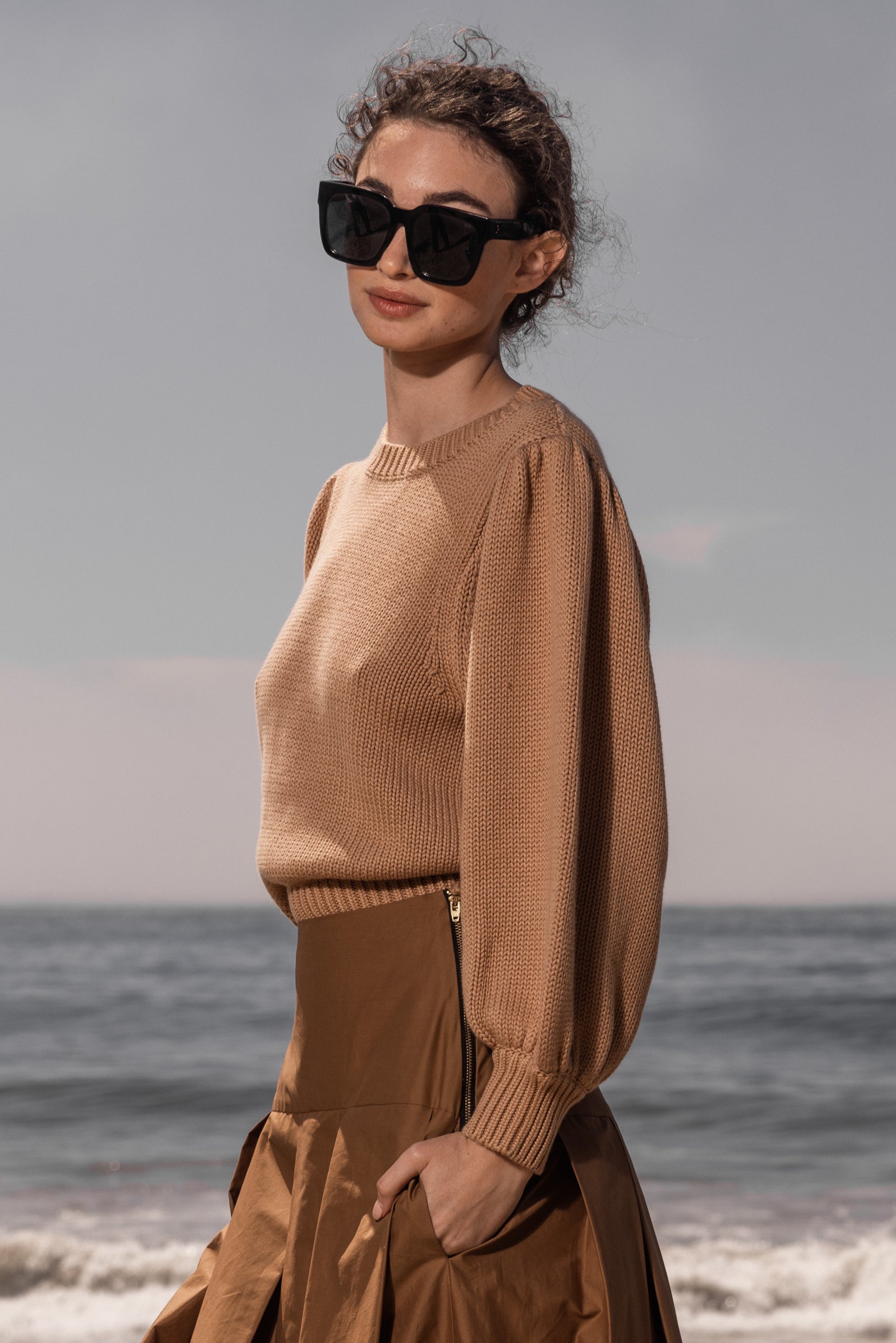 DUCHESS SWEATER - SAND - Heidi Merrick