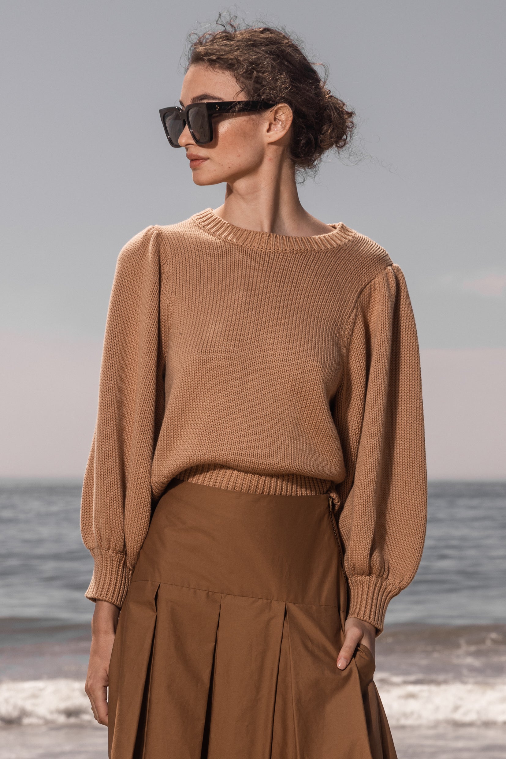 DUCHESS SWEATER - SAND - Heidi Merrick