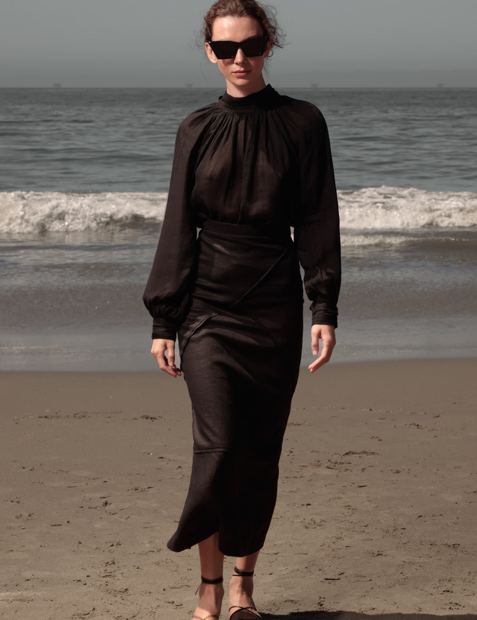 Verse Top - Noir Tissue Linen - Heidi Merrick