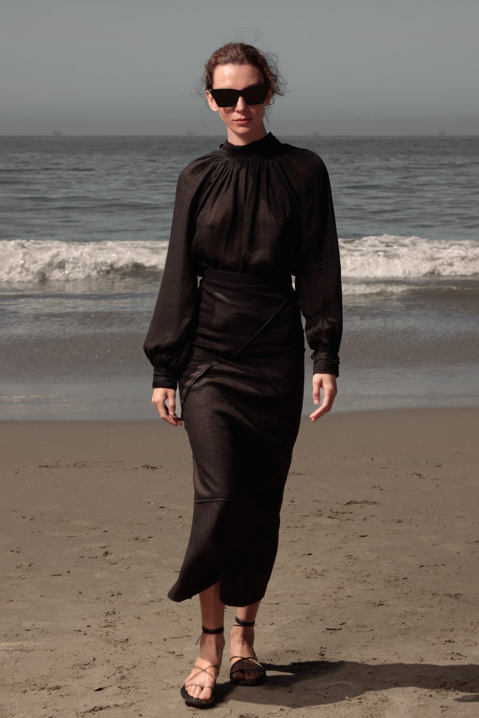 Verse Top - Noir Tissue Linen - Heidi Merrick
