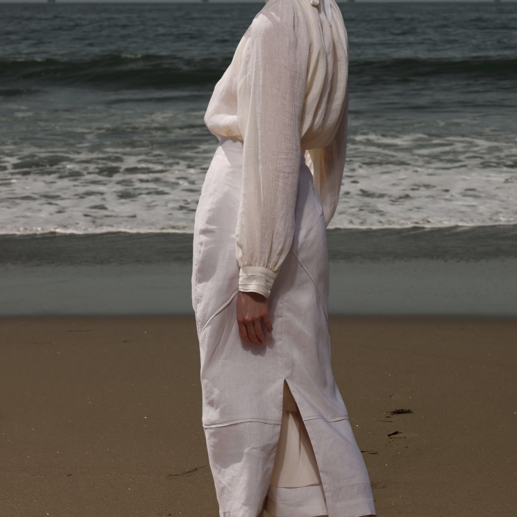 Geometry Skirt -Cream Linen - Heidi Merrick