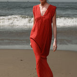 Prose Kaftan - Vermilion Lurex Gauze