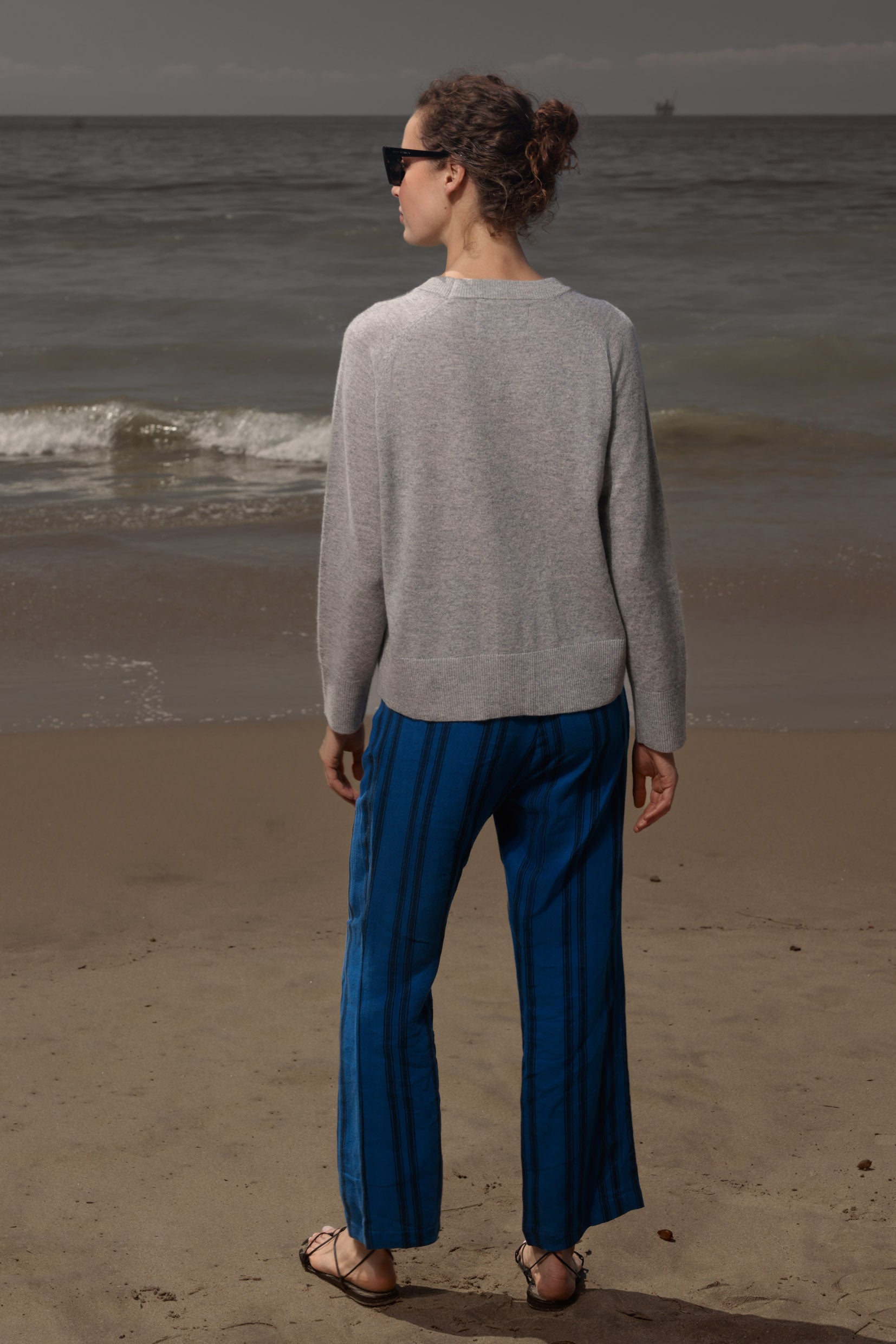 Serge Pant - Blue Moroccan Stripe - Heidi Merrick
