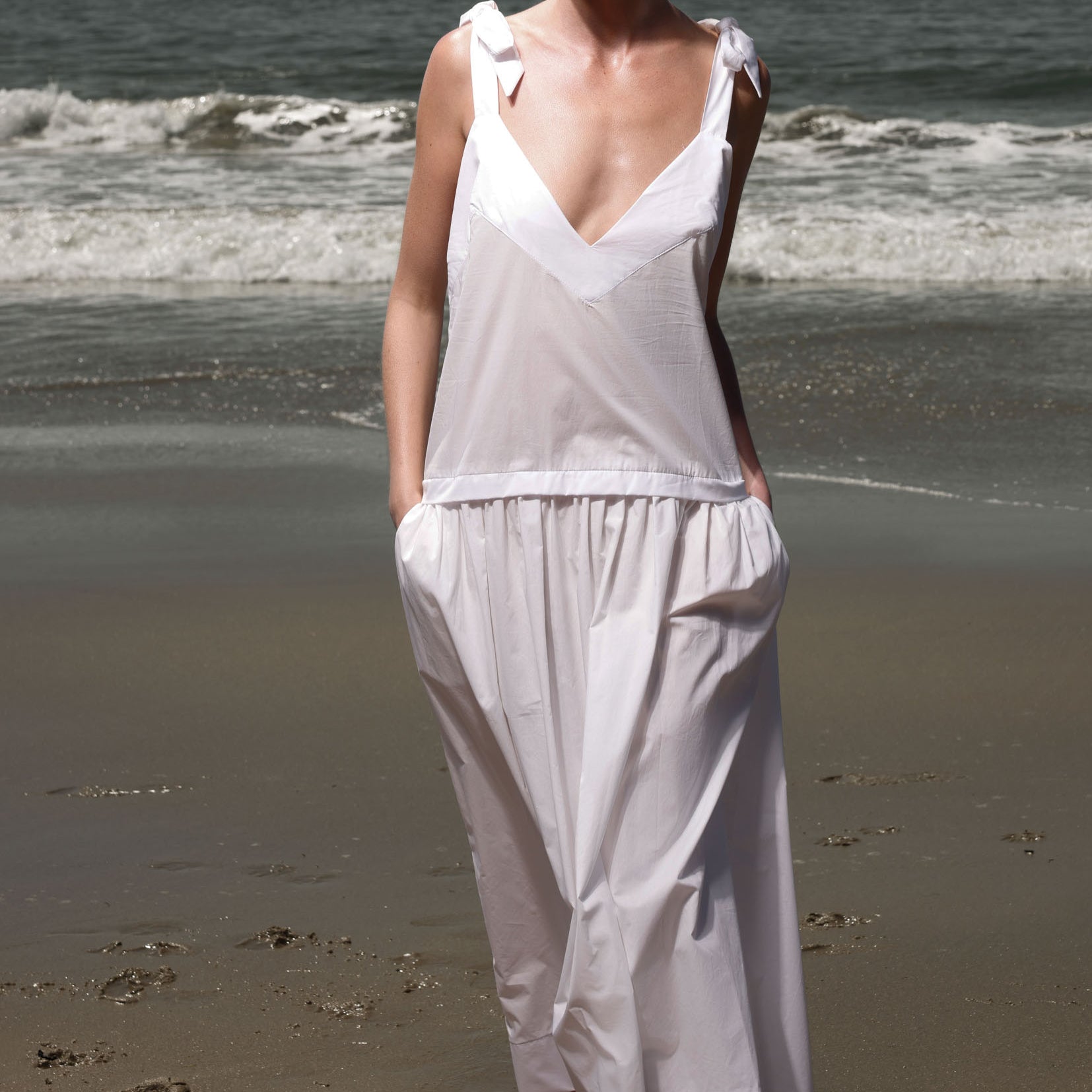 Ballerine Dress - White Shirting - Heidi Merrick
