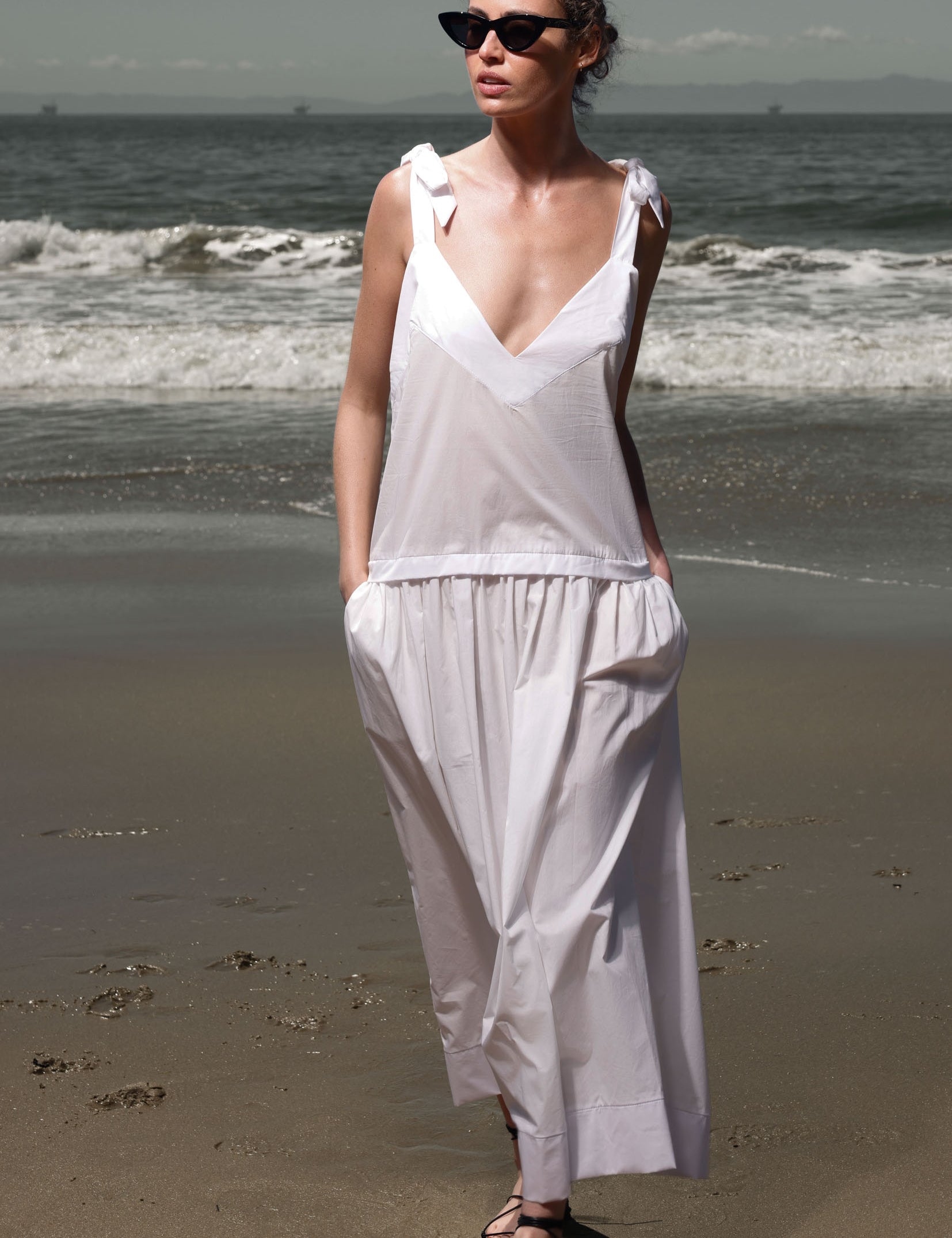 Ballerine Dress - White Shirting - Heidi Merrick