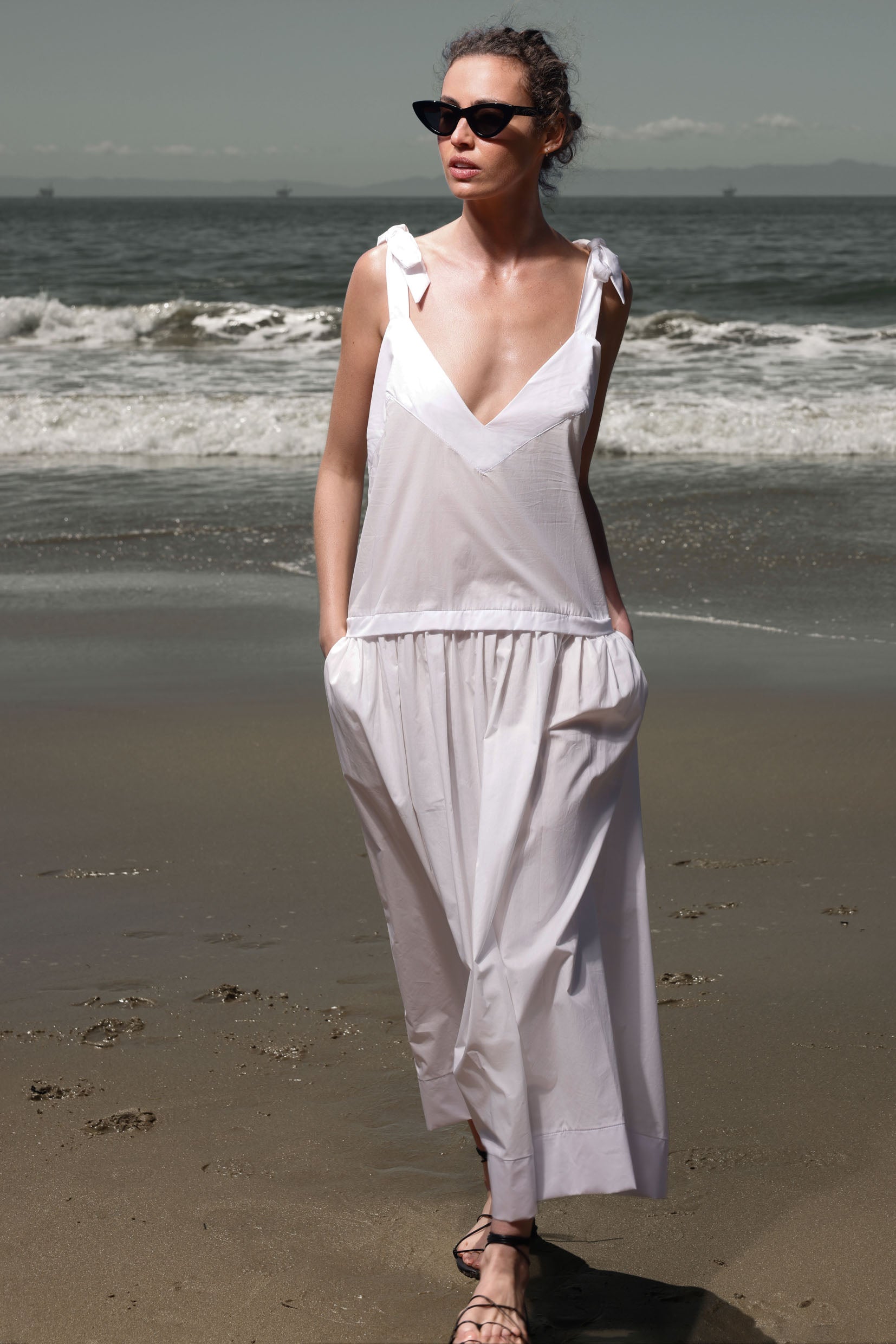 Ballerine Dress - White Shirting - Heidi Merrick
