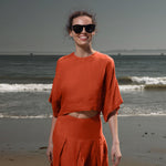 Mojave Top - Vermilion Tissue Linen - Heidi Merrick