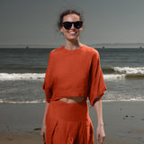 Mojave Top - Vermilion Tissue Linen - Heidi Merrick
