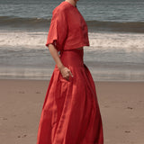 Mojave Top - Vermilion Tissue Linen