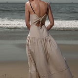 Garden Dress - Cream Ticking Stripe
