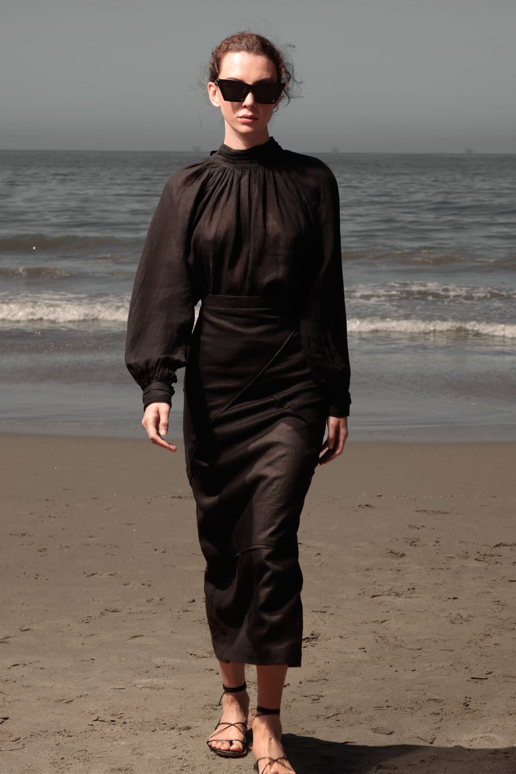 Verse Top - Noir Tissue Linen - Heidi Merrick