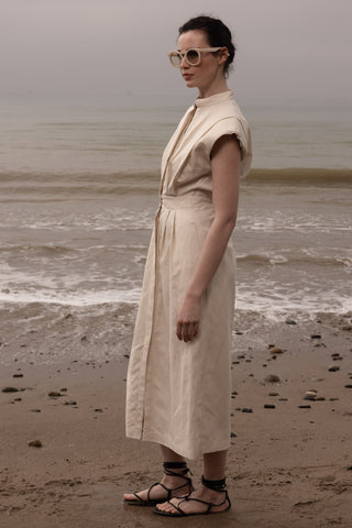 Camille Dress - Ivory Silk & Hemp - Heidi Merrick