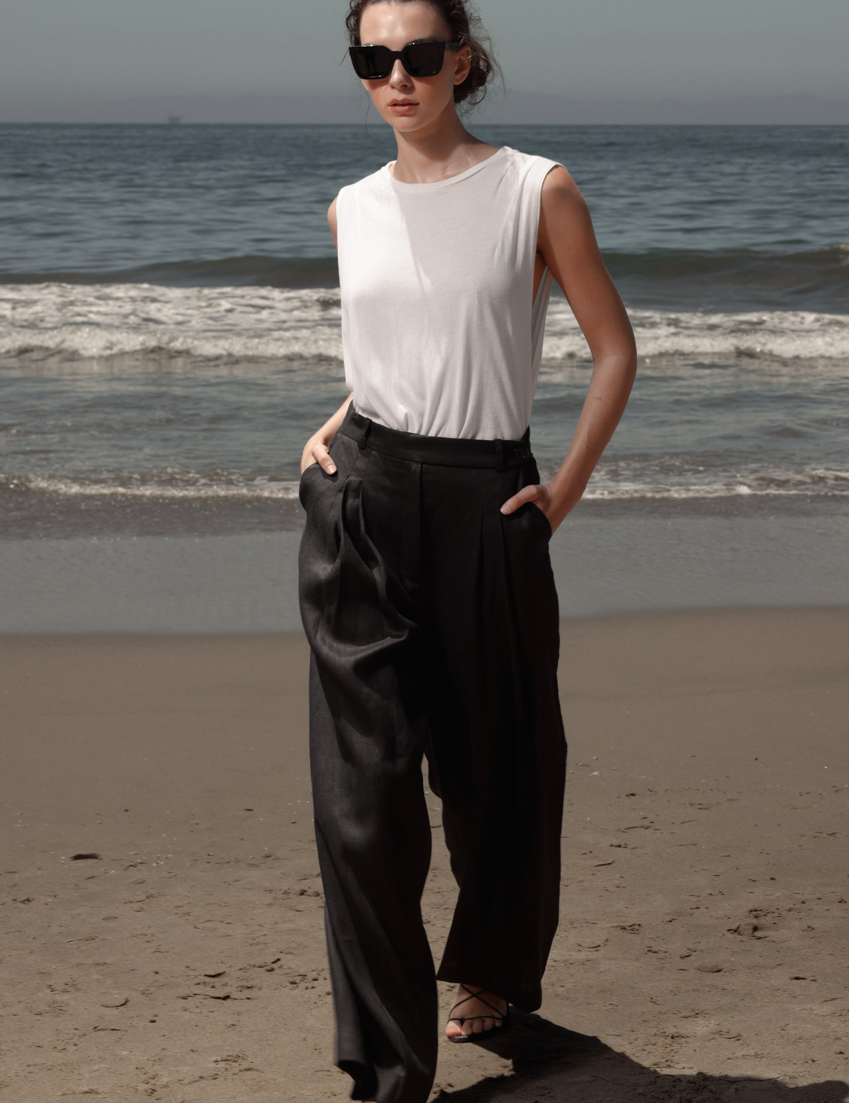 Chaplin Pant - Black Linen - Heidi Merrick