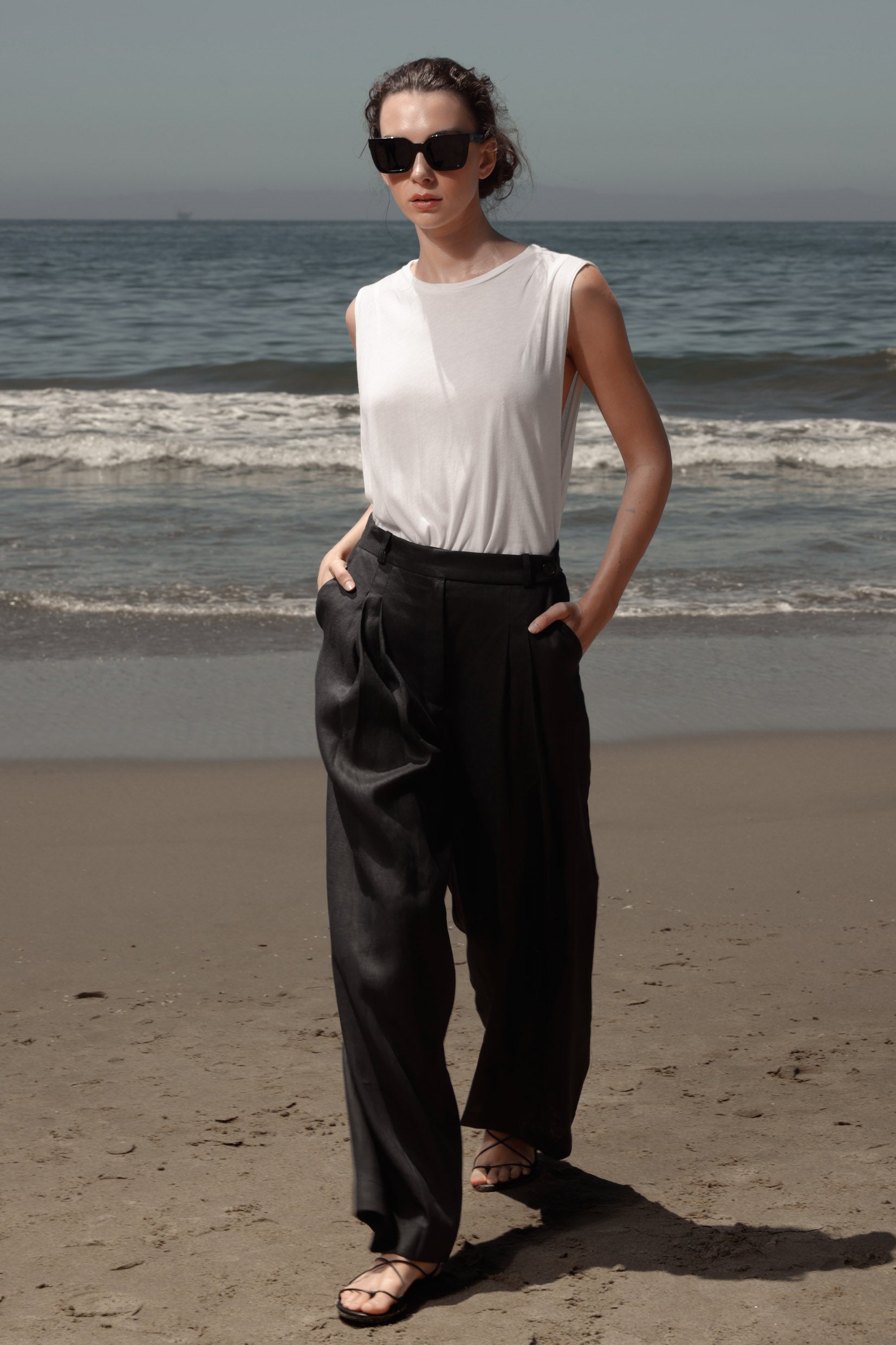 Chaplin Pant - Black Linen - Heidi Merrick