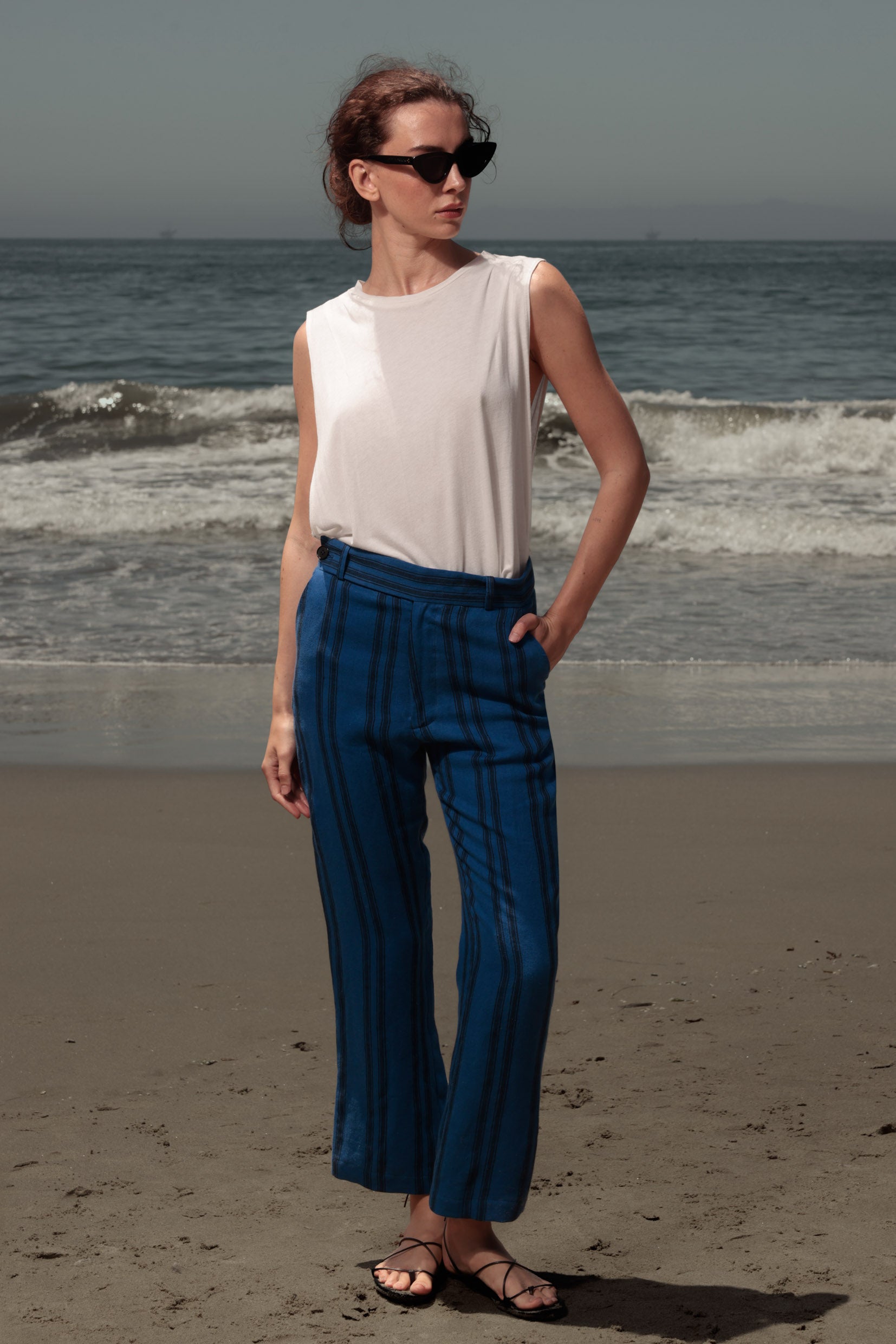 Serge Pant - Blue Moroccan Stripe - Heidi Merrick