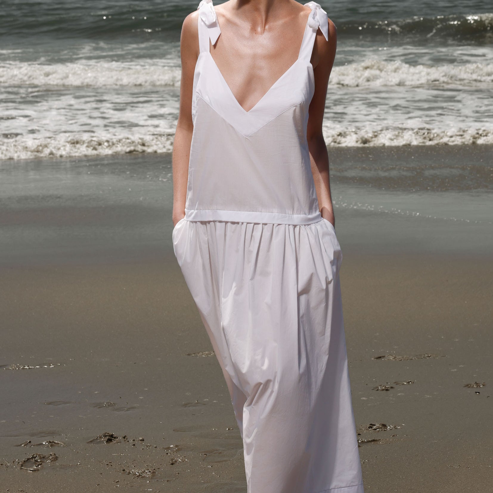 Ballerine Dress - White Shirting - Heidi Merrick