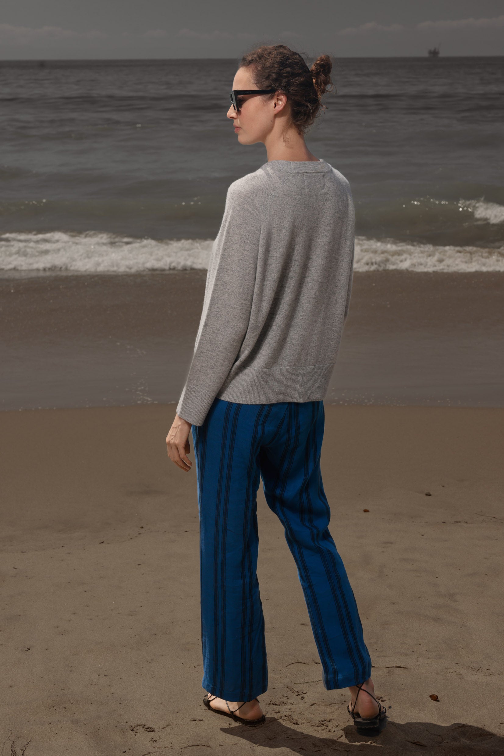 Serge Pant - Blue Moroccan Stripe - Heidi Merrick
