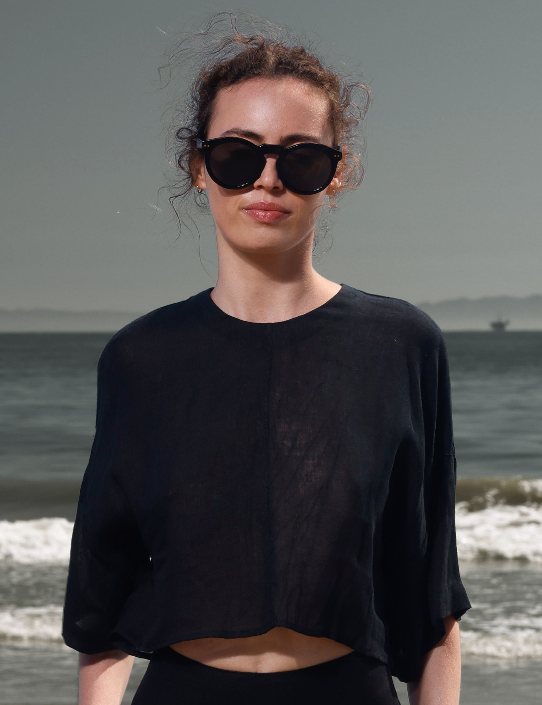 Mojave Top - Noir Tissue Linen - Heidi Merrick