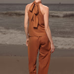 Baptiste Pant - Golden Brown Silk Noil - Heidi Merrick