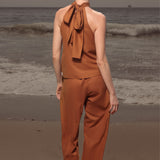 Baptiste Pant - Golden Brown Silk Noil - Heidi Merrick