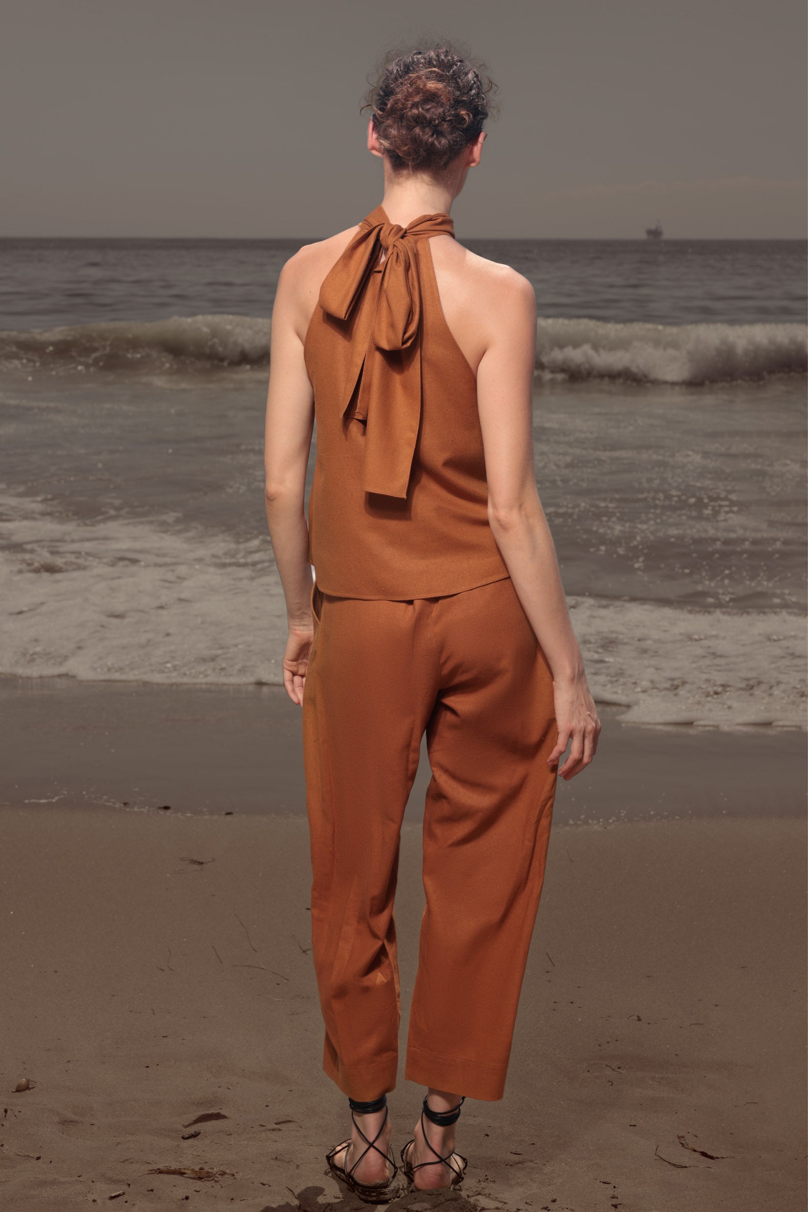 Baptiste Pant - Golden Brown Silk Noil - Heidi Merrick