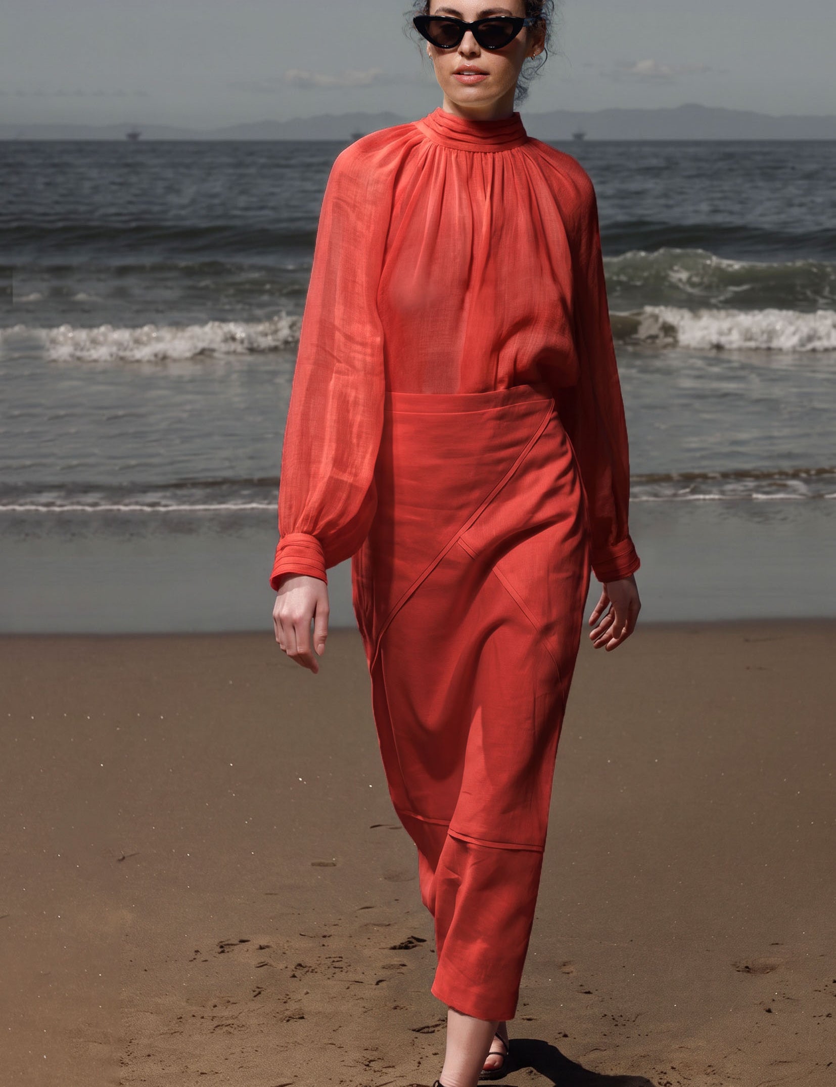 Geometry Skirt - Vermilion Linen