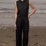 Baptise Pant - Noir Silk Noil - Heidi Merrick