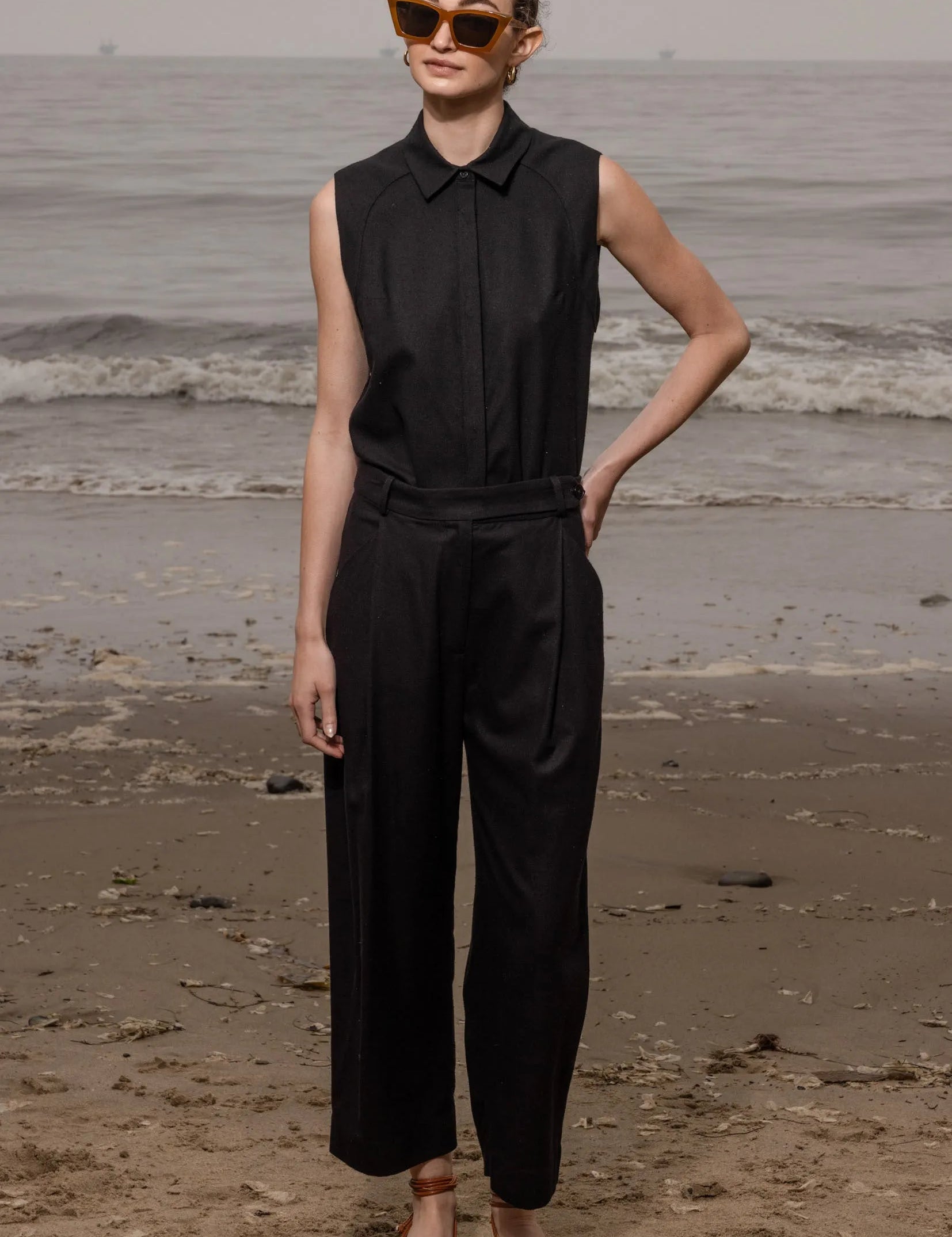 Baptise Pant - Noir Silk Noil - Heidi Merrick