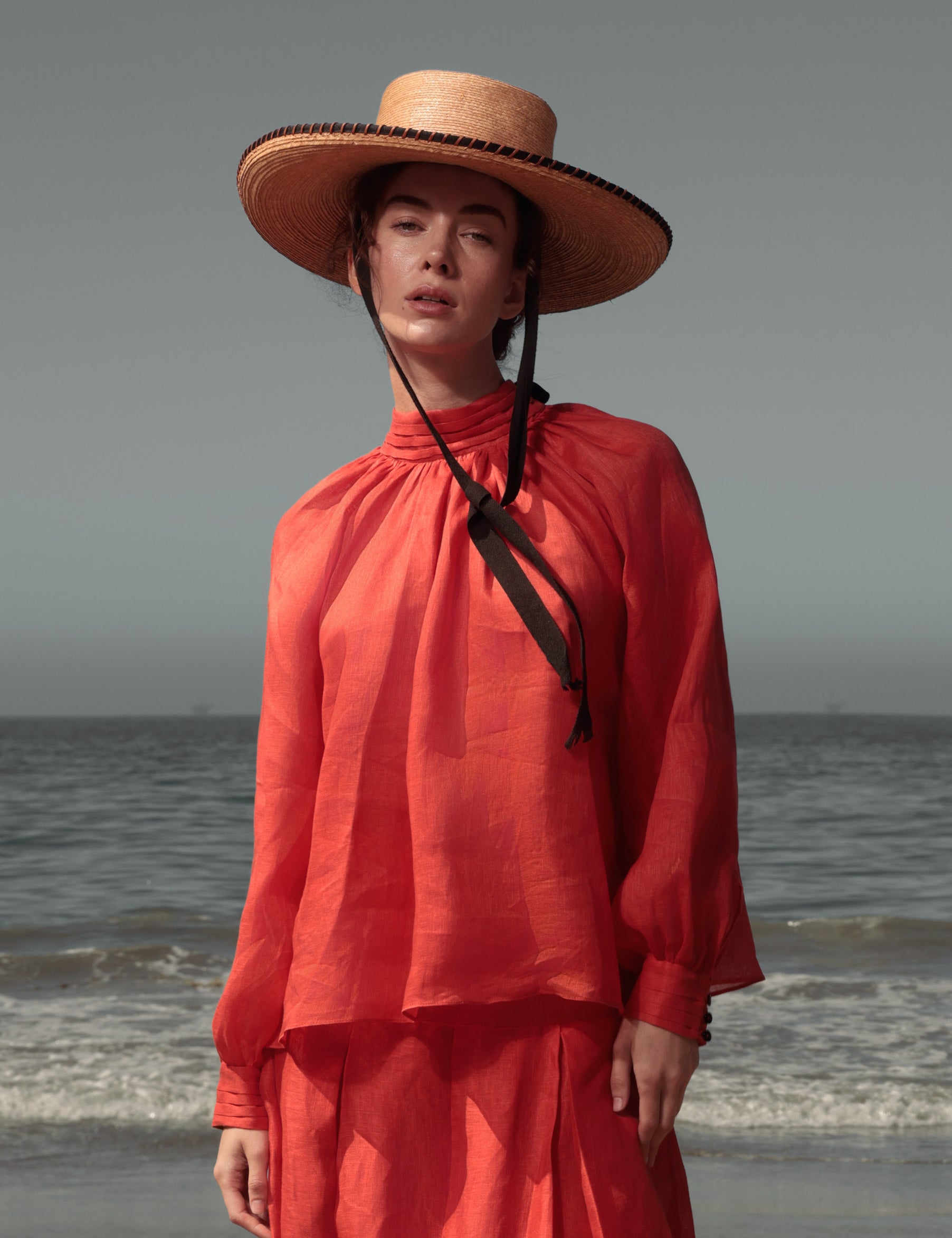 Verse Top - Vermilion Tissue Linen - Heidi Merrick
