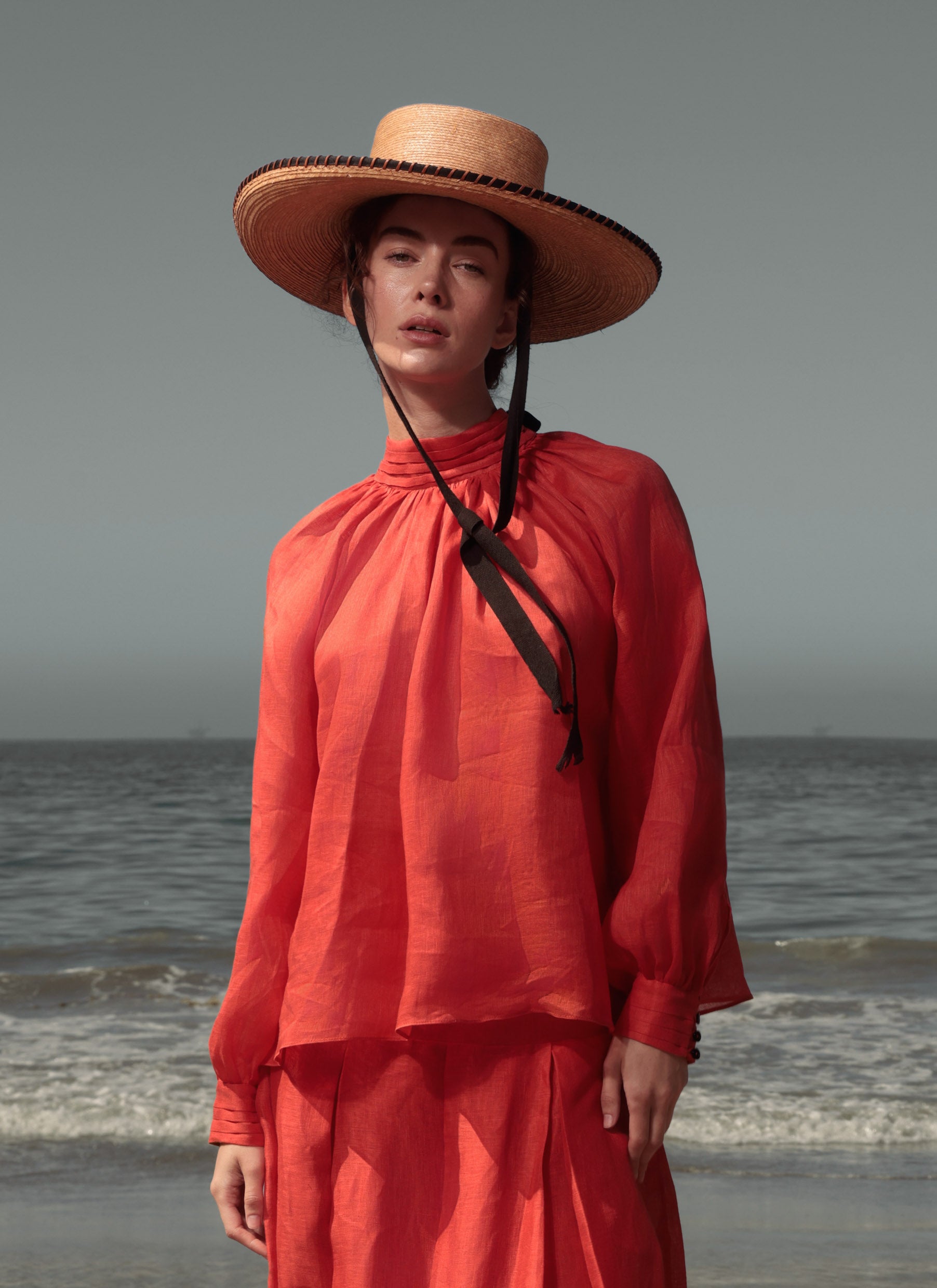 Verse Top - Vermilion Tissue Linen - Heidi Merrick