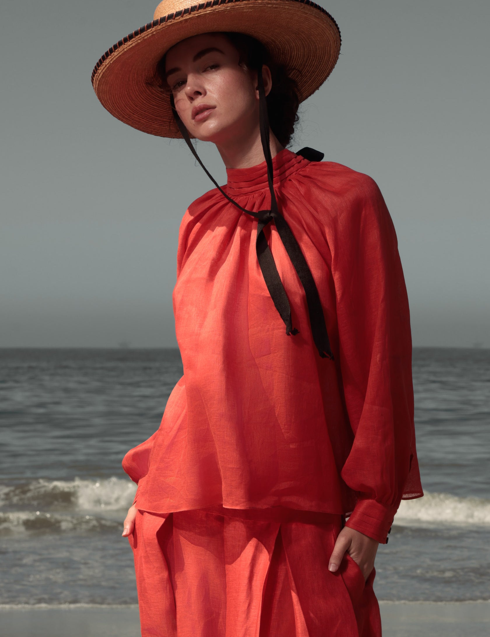 Verse Top - Vermilion Tissue Linen - Heidi Merrick