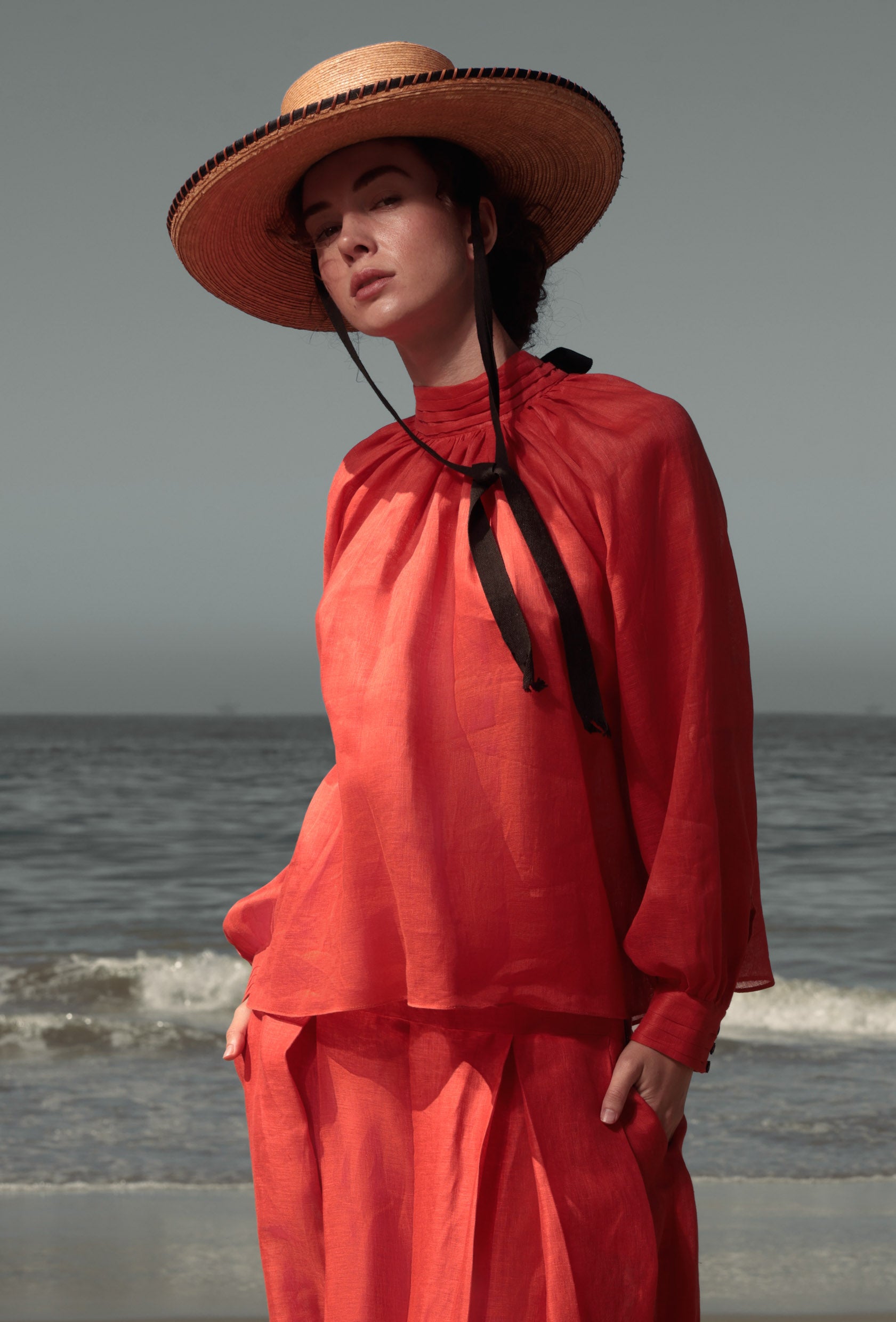 Verse Top - Vermilion Tissue Linen - Heidi Merrick