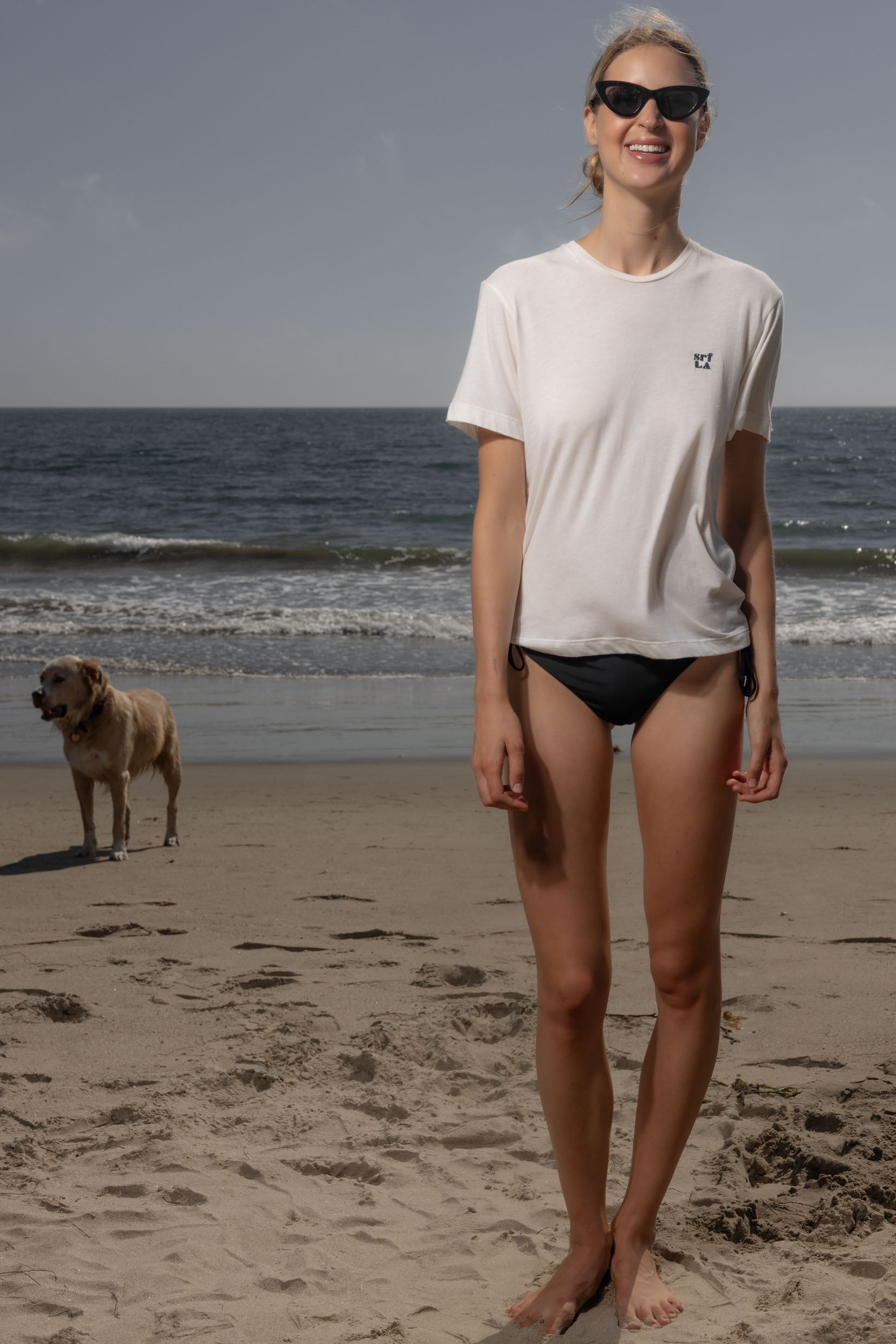 70's SRF LA Slim Tee - Navy Embroidered - Heidi Merrick