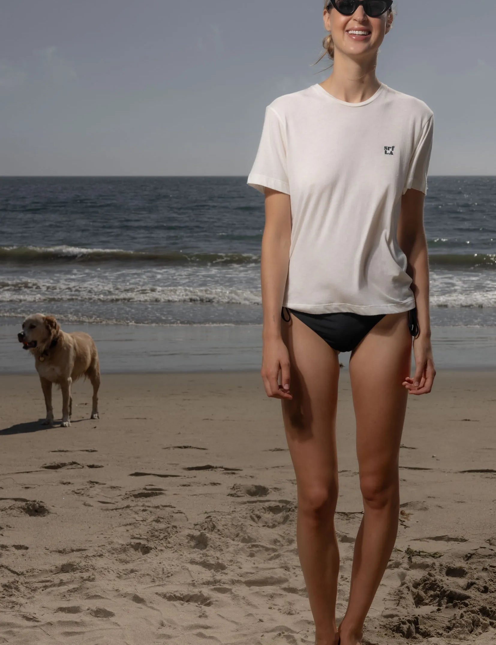 70's SRF LA Slim Tee - Navy Embroidered - Heidi Merrick