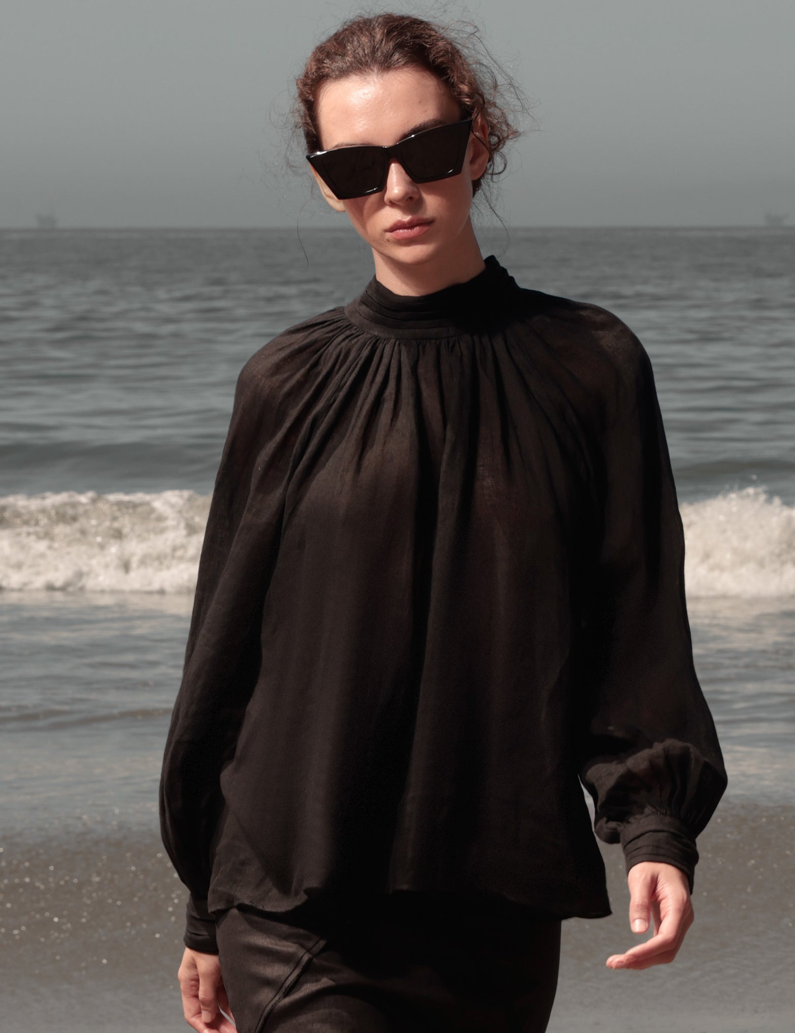Verse Top - Noir Tissue Linen - Heidi Merrick