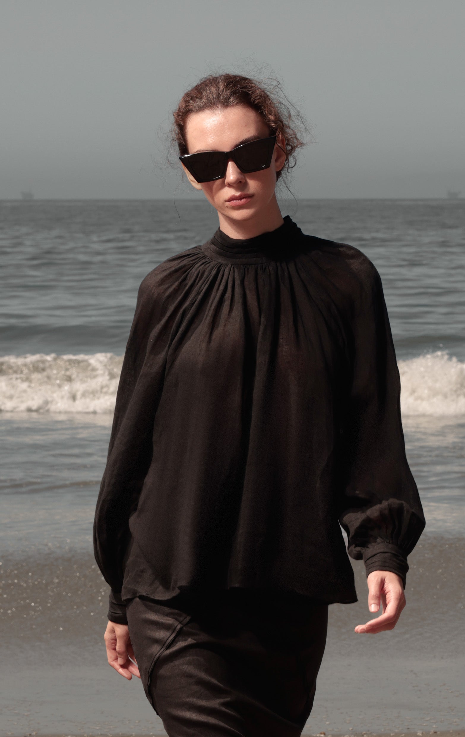Verse Top - Noir Tissue Linen - Heidi Merrick