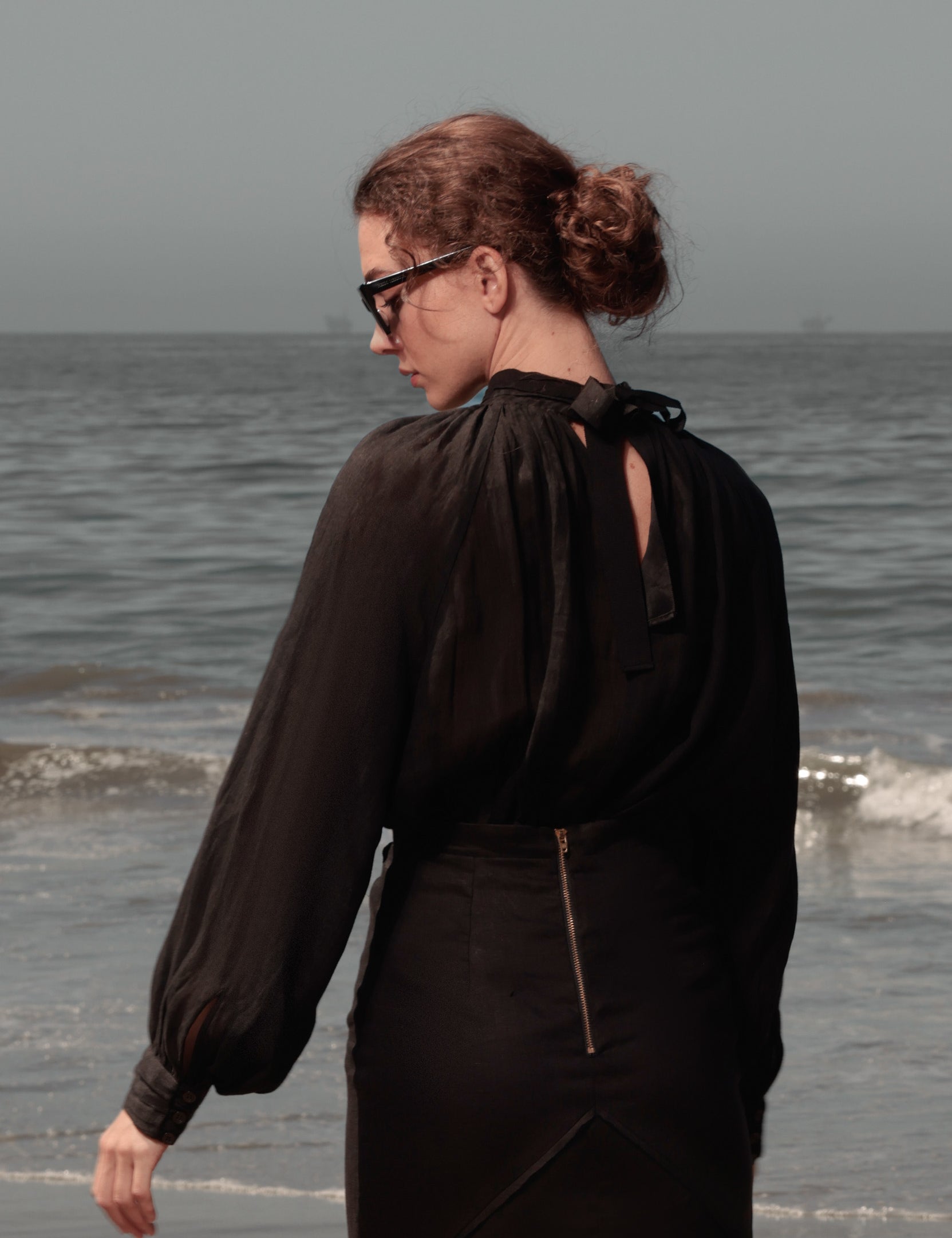 Verse Top - Noir Tissue Linen - Heidi Merrick