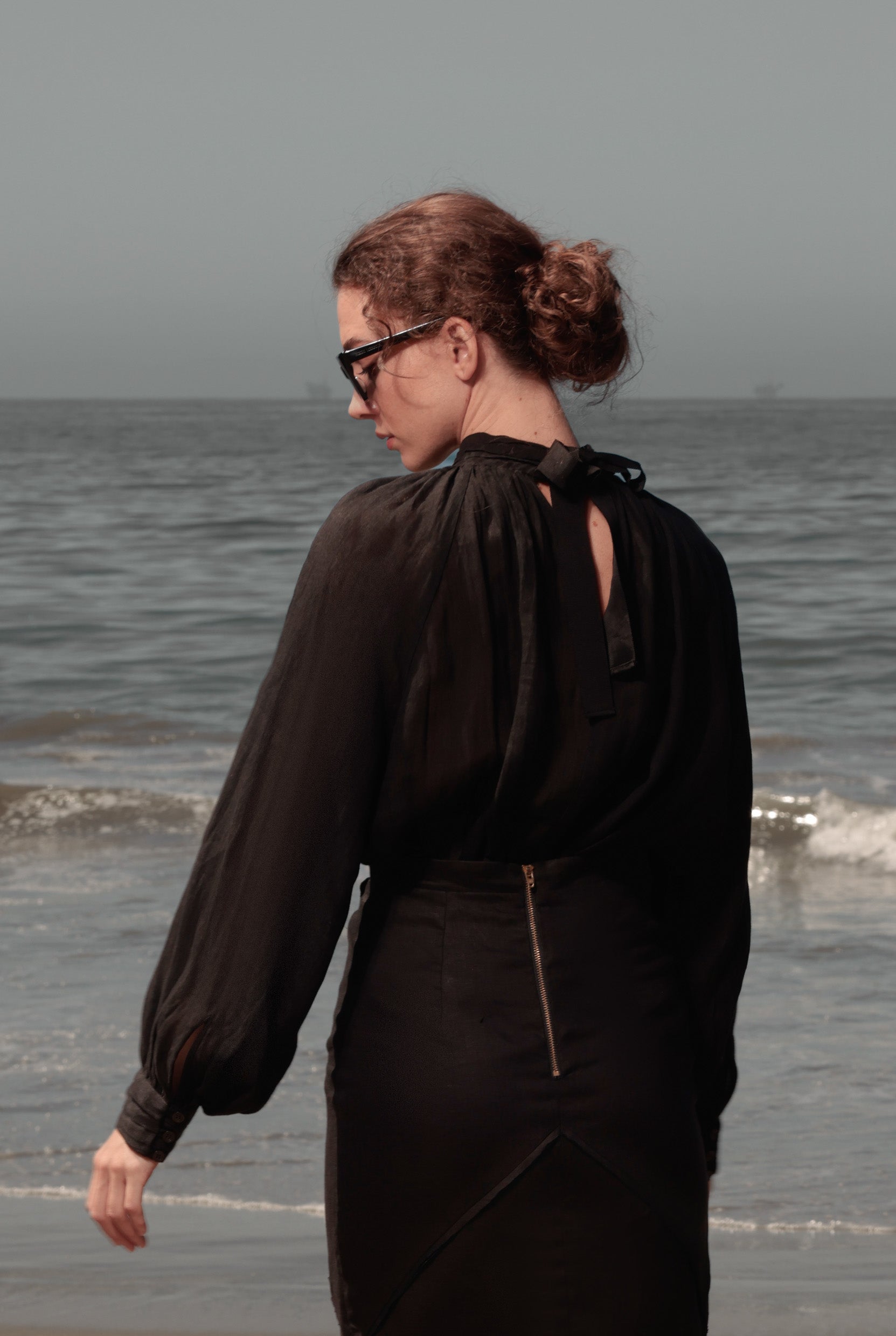 Verse Top - Noir Tissue Linen - Heidi Merrick