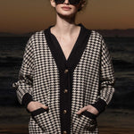 Fanny Cardigan - Ivory Houndstooth - Heidi Merrick