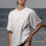 SRF LA Mustache Tee - Antique Cream on White - Heidi Merrick