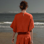 Mojave Top - Vermilion Tissue Linen - Heidi Merrick